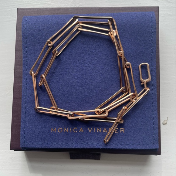 Monica Vinader Alta Long Link Necklace Adjustable 43cm/17' , Rose Gold Vermeil - Picture 8 of 9